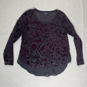 Simply Vera Vera Wang | Whimsigoth Maroon Velvet Burnout Top | Large